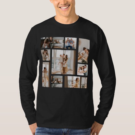 9 Custom Long Sleeve Foto Collage T - Shirt (Vorderseite)