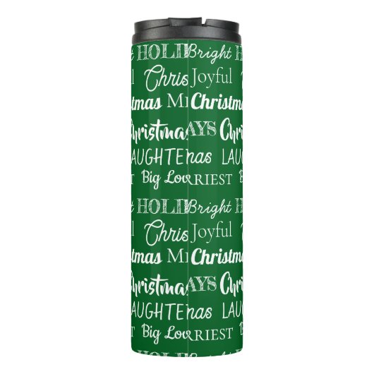 9 Custom Names Typography Christmas Thermosbecher (Rückseite)