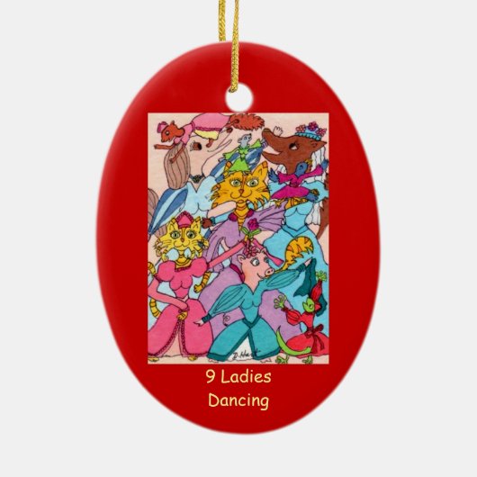 9 Damen-Tanzen Keramikornament (Hinten)