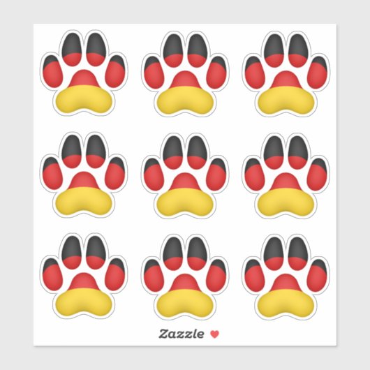 9 Deutsche Dog Paw Prints Aufkleber (Blatt)