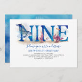 9 Einladung zum 9. Geburtstag unter dem Meeresschu (Vorne/Hinten)