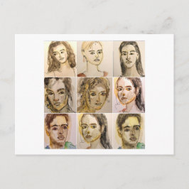 9 faces (Number 1) Postkarte