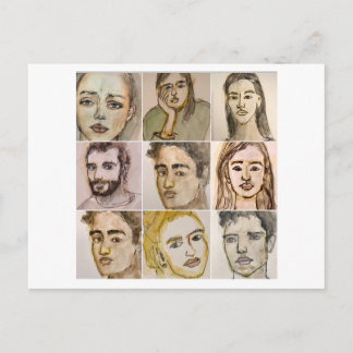 9 faces (Number 4) Postcard Postkarte