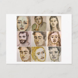 9 faces (Number 4) Postcard Postkarte