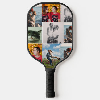 9 Family Photo Personalized Collage Pickleball Schläger