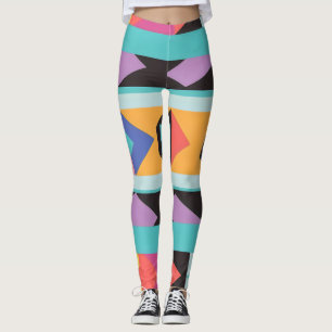 9 farbige Streifen und Dreiecke Leggings