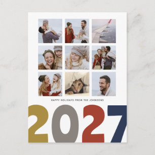9 Foto 2027 Weihnachtscollage Moderne Familie Feiertagspostkarte