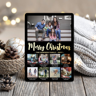 9 Foto Black Merry Christmas Moderne Collage Folien Feiertagskarte