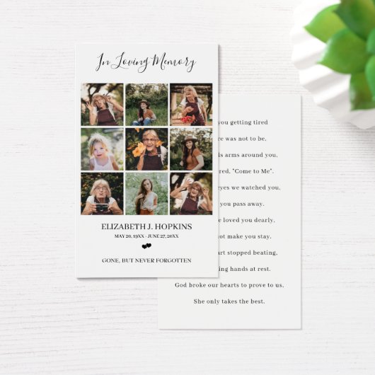 9 Foto Collage Beerdigung Gedenkkarten (Schreibtisch)