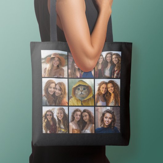 9 Foto-Collage Benutzerdefiniertes Monogramm Hinte Tasche