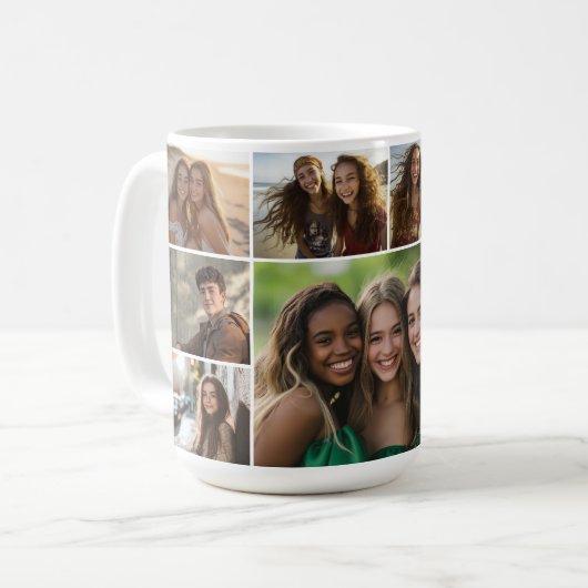 9 Foto Collage Gallery Grid — weiß Kaffeetasse (Vorderseite Links)