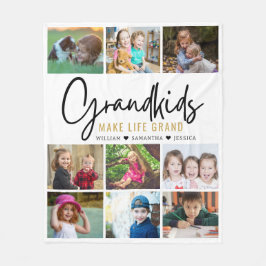9 Foto Collage Grandkids machen lebensgroßes Zitat Fleecedecke