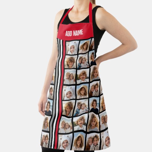 9 Foto Collage Grid - Sporty Stripes Red Schürze (InSitu)
