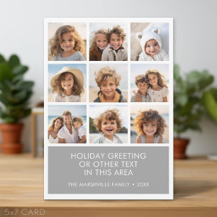 9-Foto-Collage Minimalist mit farbigem Textfeld Feiertagskarte