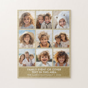 9-Foto-Collage Minimalist mit farbigem Textfeld Puzzle