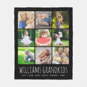 9 Foto Collage mit Ihren Enkelkindern Namen | Schw Fleecedecke (Vorderseite)