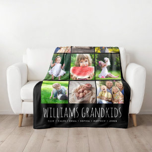 9 Foto Collage mit Ihren Enkelkindern Namen Schw Fleecedecke