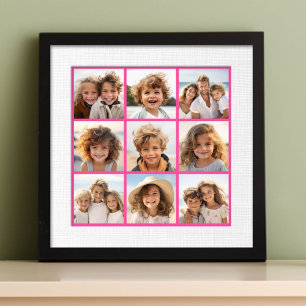 9-Foto-Collage - modernes Raster auf rosa Hintergr Fotodruck