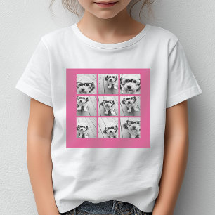 9-Foto-Collage - modernes Raster auf rosa Hintergr T-Shirt