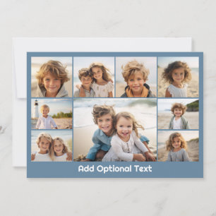9 Foto-Collage Optionaler Text -- Blau Weiß Feiertagskarte