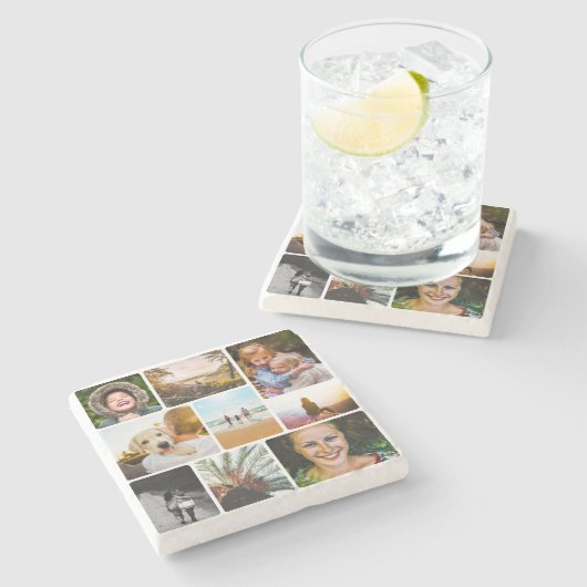 9 Foto Collage Rounded Untersetzer (Seitenansicht)