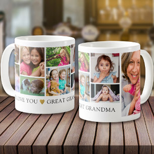9 Foto-Collage Wir lieben dich Urgroßmutter Andenk Kaffeetasse