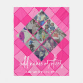 9 Foto Diamond Pattern - Hot Pink Girl Fleecedecke (Vorderseite)