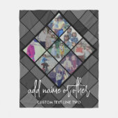9 Foto Diamond Pattern - Schwarz und Grau Fleecedecke (Vorderseite)