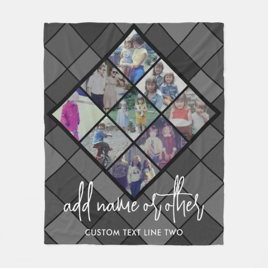 9 Foto Diamond Pattern - Schwarz und Grau Fleecedecke (Vorderseite)