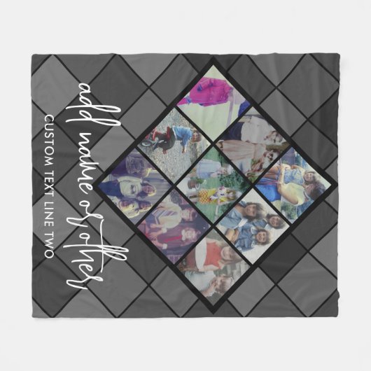 9 Foto Diamond Pattern - Schwarz und Grau Fleecedecke (Vorderseite (Horizontal))