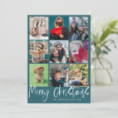 9 Foto Frohe Weihnachtsbaummuster Feiertagskarte (Stehend Vorderseite)