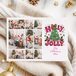 9 Foto Glitzer Leopard Bow Holly Jolly Feiertagskarte