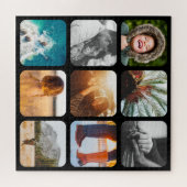 9 Foto Jigsaw Puzzle Vorlage Schwarz gerundete Rah (Horizontal)