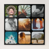 9 Foto Jigsaw Puzzle Vorlage Schwarz gerundete Rah (Vertikal)