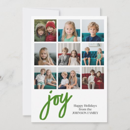 9 Foto Joy Frohe Weihnachten Grüne Wasserfarbe (Vorderseite)