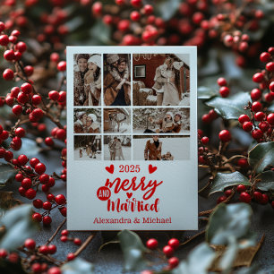 9 Foto Minimialist Merry und Verheiratet Feiertagskarte