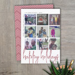 9 Foto Offset - Happy Holidays Navy Holiday Card Feiertagskarte<br><div class="desc">FRONT DESIGN: Eine Collage von 9 Fotos in einem einfachen Raster, um viele Bilder aus dem vergangenen Jahr zu markieren. Das Foto-Raster ist nicht in der Mitte, die Familiennamen umschließen die Collage als Rahmen. Moderne Optik mit vergoldeten Akzenten in der Rose und "Happy Holidays" in einem funky handgeschriebenen Script-Schriftart. Der...</div>