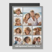 9 Foto-Quadrat-Collage - Magnet mit weißem Text (Vorne/Hinten)