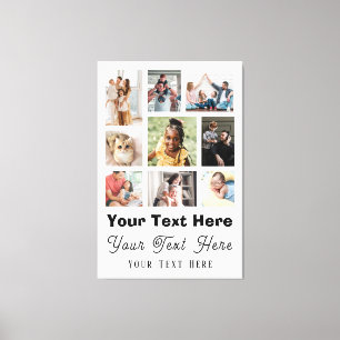 9-Foto-Reihe mit Schwarz-weißem Skripttext Leinwanddruck