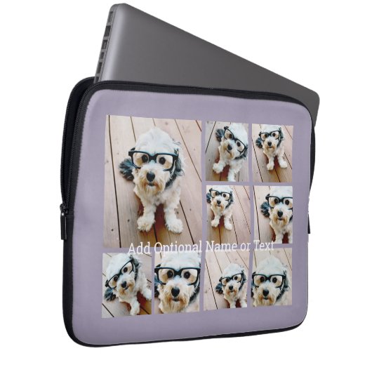 9 Foto Square Collage - mit Text - Orchid lila Laptopschutzhülle (Vorne Rechts)