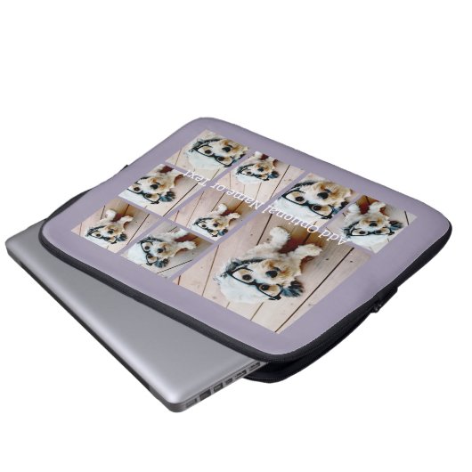 9 Foto Square Collage - mit Text - Orchid lila Laptopschutzhülle (Vorne Knopf)