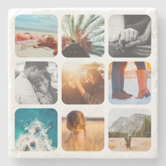 9 Foto Stone Untersetzer Template Raster gerundet  (Vorderseite)