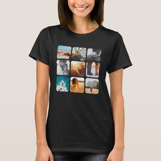 9 Foto Template Square Runded Frauen TShirt (Vorderseite)
