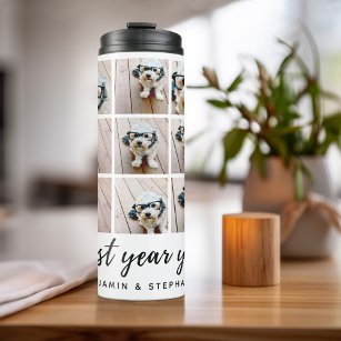 9 FotoCollage Best Year yet Black Calligraphy Thermosbecher