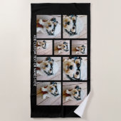 9 FotoCollage Minimalistisch - Schwarzweiß-Gitter Strandtuch (Vorderseite)