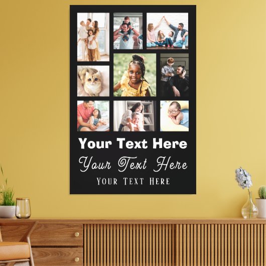 9 FotoCollage mit Skripttext Schwarz-weiß Leinwanddruck (Insitu (Wohnzimmer))