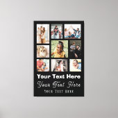 9 FotoCollage mit Skripttext Schwarz-weiß Leinwanddruck (Vorderseite)