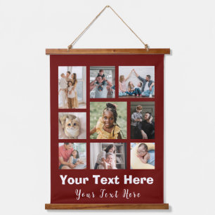 9 FotoCollage mit Skripttext weiß Wandteppich Mit Holzrahmen