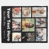 9 FotoCollage oder Familie mit schwarzem Skripttex Fleecedecke (Vorderseite (Horizontal))
