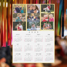 9 FotoCollage Personalisiert 2025 Familienkalender Magnetkarte